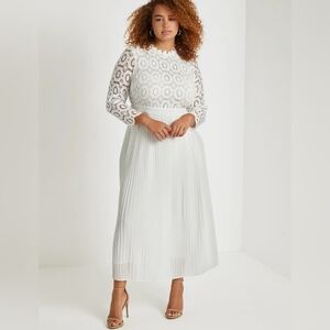 Eloquii Lace Evening Dress With Pleated Skirt Plus Size 26